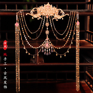 异域风情西域头饰额饰额头链眉心坠红色流苏发冠敦煌公主舞姬饰品