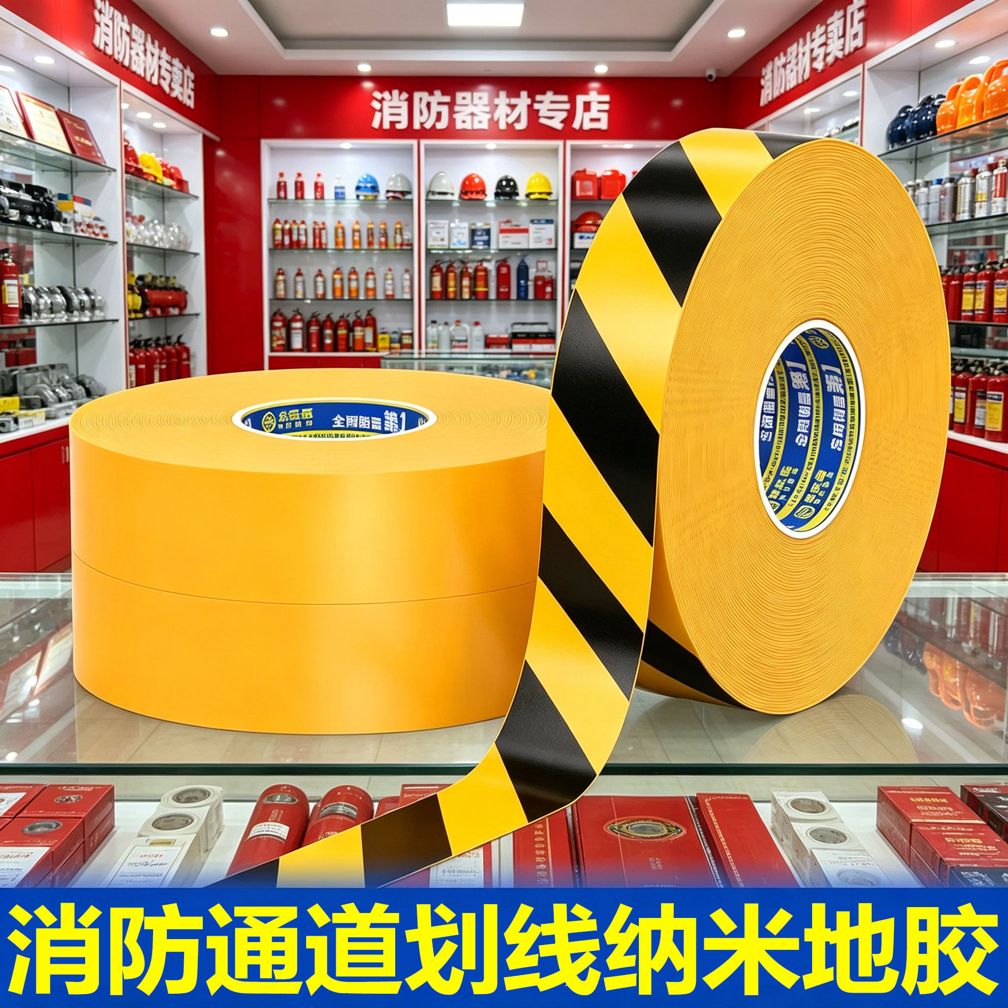 消防通道划线重载型耐磨地胶地面画线神器黄色地标线工厂车间地线标识