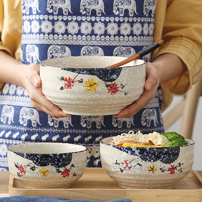 日式陶瓷碗手工釉下彩大汤碗面碗