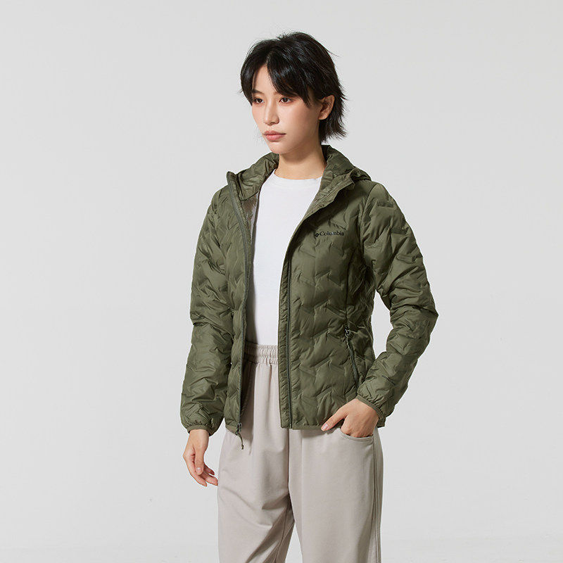 哥伦比亚短款连帽羽绒服女2025冬季户外650蓬拒水热能防钻绒外套