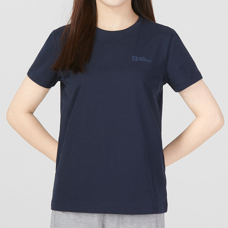 ]狼爪短袖上衣女夏户外运动服藏青色宽松透气T恤5823161 5823141