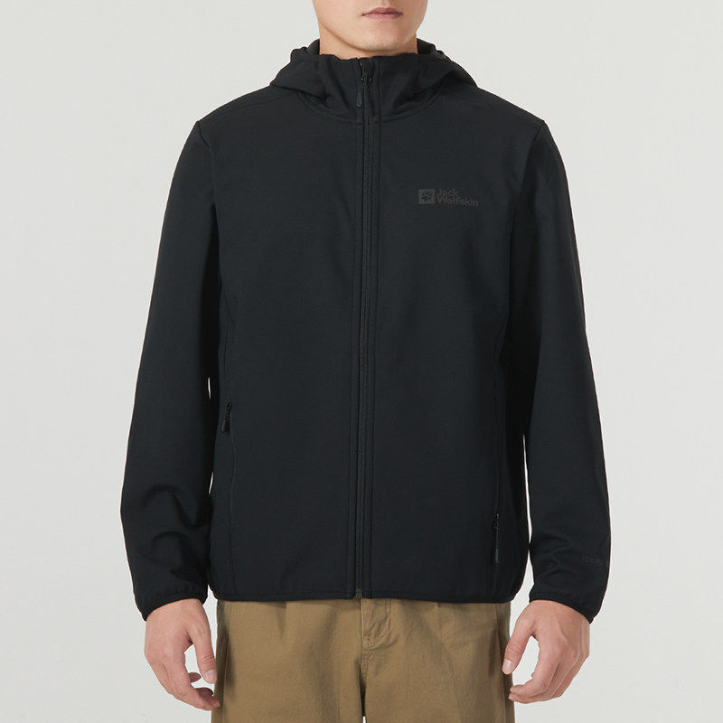 狼爪黑色软壳夹克男秋运动服户外防风衣休闲外套5032071 5303664