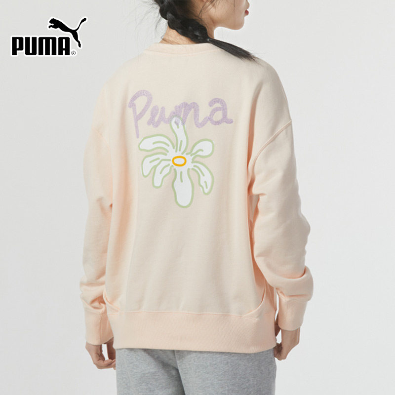 PUMA彪马圆领卫衣女装2024新款运动服印花长袖宽松套头衫625808