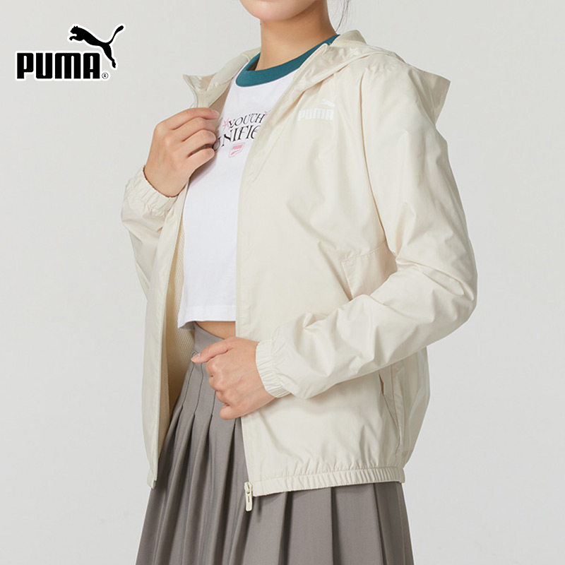 PUMA彪马外套女装2024冬季新款连帽防风宽松薄款运动夹克672909