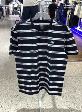 斯凯奇夏季新款男士条纹短袖P225U121 P225U122-0019