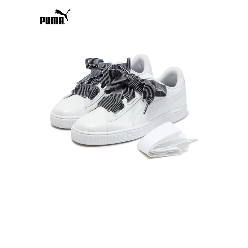 PUMA彪马女新款经典复古蝴蝶结绑带运动休闲鞋小白鞋BASKET365198