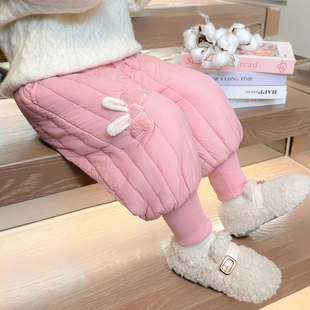女宝宝加棉休闲裤 女童棉裤 儿童加绒加厚保暖束脚裤 2025新款 子 冬季