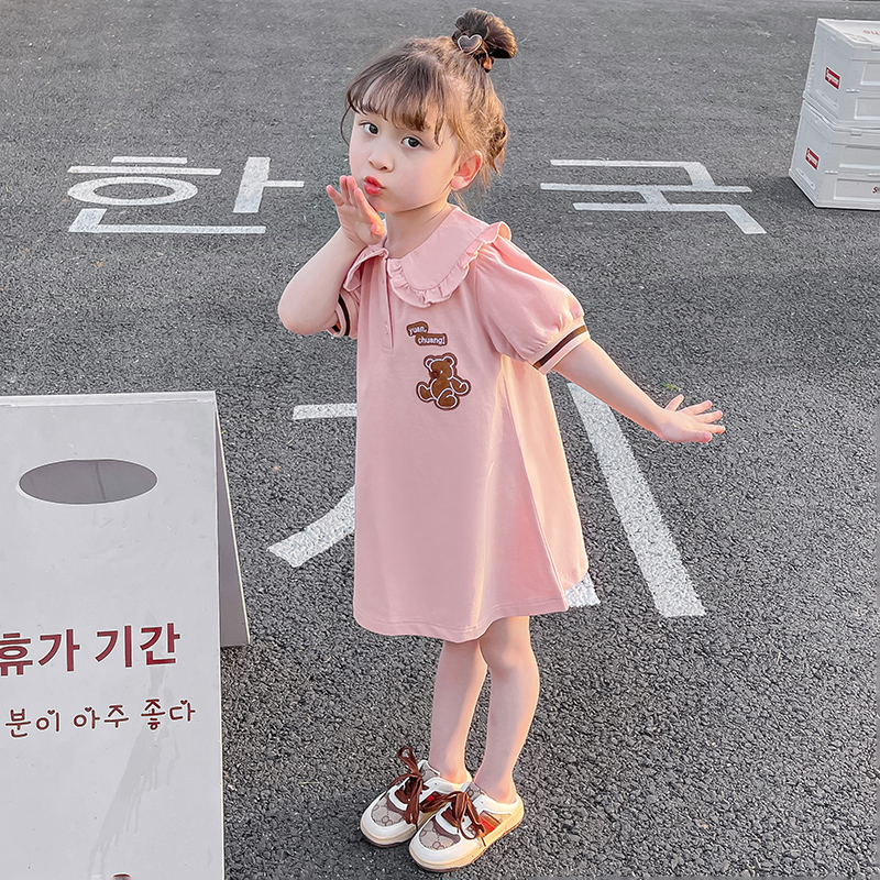 女童2024新款包包连衣裙夏季儿童娃娃领公主裙韩版小女孩夏装裙子