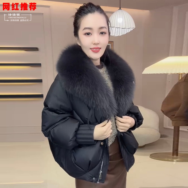 网红爆款狐狸毛领皮草大衣女装2025冬季新款加厚显瘦羽绒棉服外套