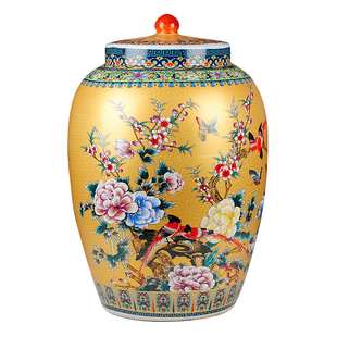 景德镇陶瓷带盖米缸20斤30斤50斤装 米缸酒缸油缸水缸储米罐泡菜缸