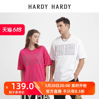 HARDY HARDY2023夏季新款烫钻字母短袖T恤男女同款情侣体恤上衣