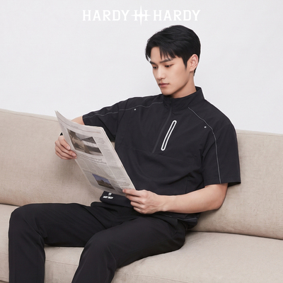 HARDY HARDY户外机能短袖T恤吸湿排汗速干面料高街潮流半拉链上衣