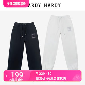 HARDY HARDY烫钻字母加绒加厚保暖冬卫裤男女同款情侣休闲长裤子