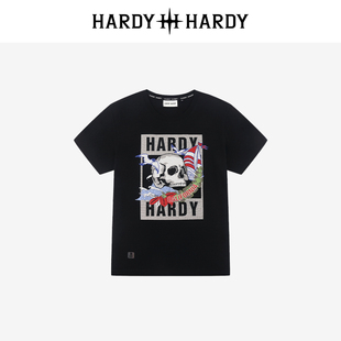 HARDY HARDY复古短袖男女2025年夏季新款印花贴钻百搭潮流T恤上衣