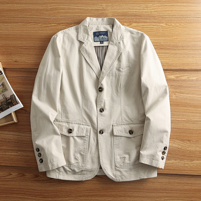 美式全棉水洗休闲西装外套
