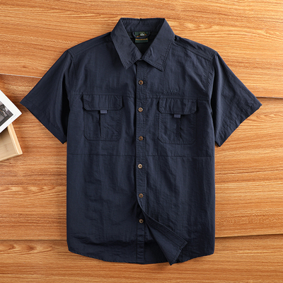 户外速干宽松工装短袖衬衫