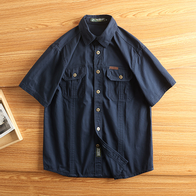 纯棉水洗夏季短袖工装衬衫