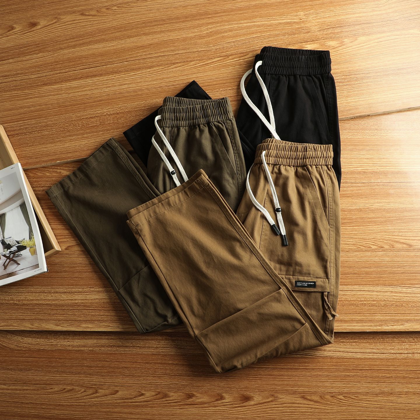 工装风多口袋休闲裤男宽松直筒