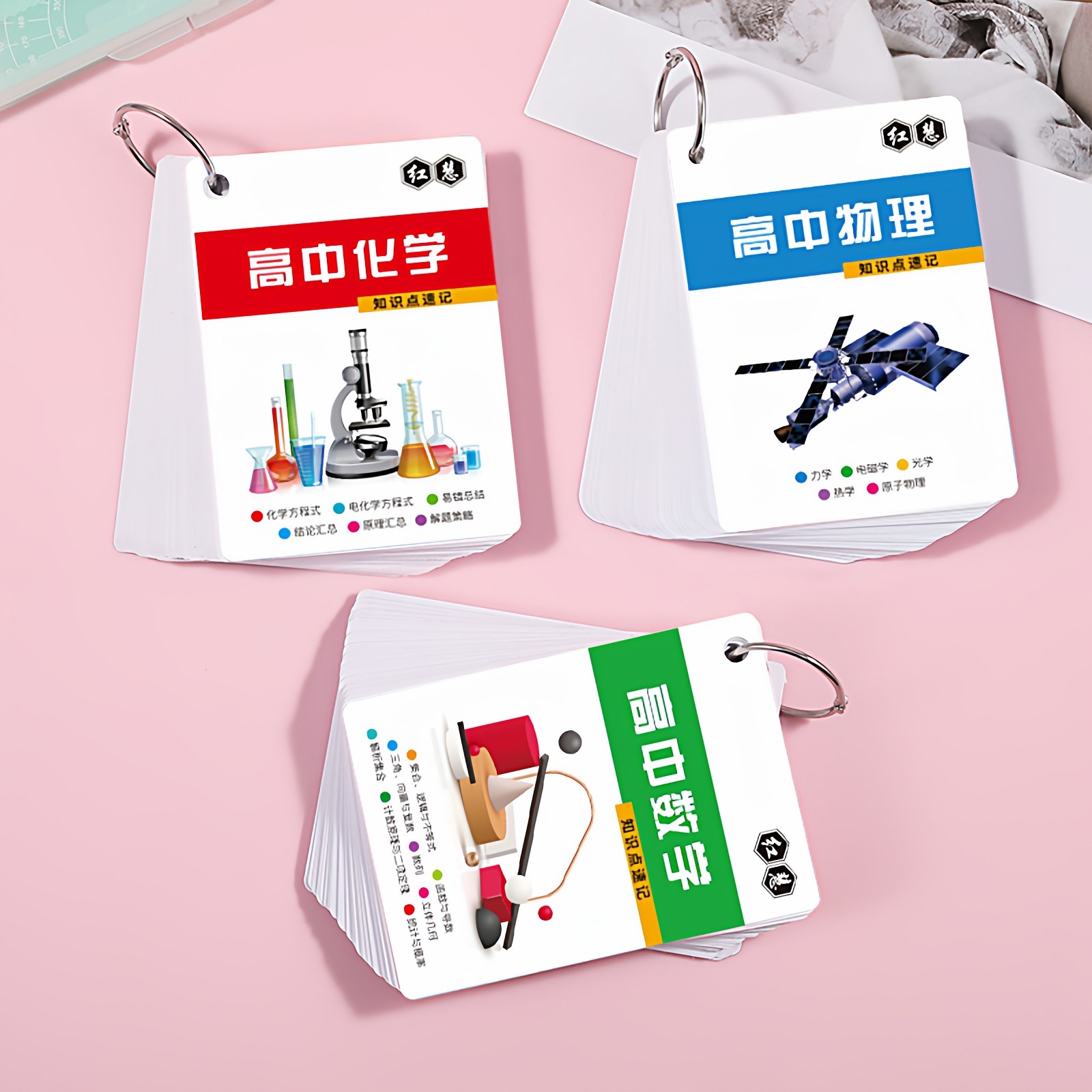 2025新版高中数理化考点及公式手卡定理大全概念手册记背学习卡片