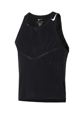 Nike Dri-Fit 纯色运动跨栏针织 跑步背心 男款 黑色DM4625-010