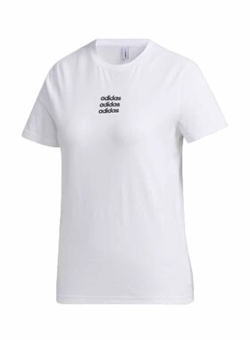 adidas neo  休闲运动舒适透气圆领短袖 T恤 女款 白色GJ7927