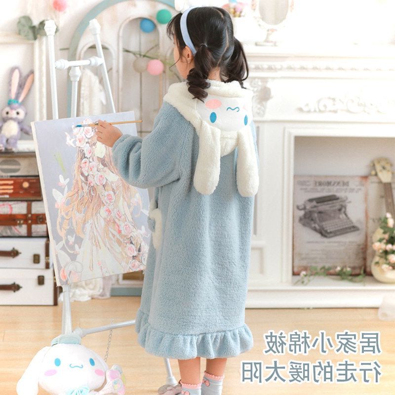儿童软糯睡袍舒适长款睡衣套装潮