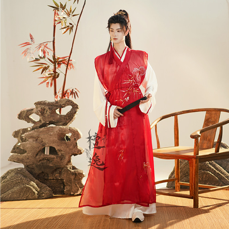 檀逸【如舟渡】原创汉服男女同款改良宋制交领长马甲清秀儒雅仙气,男装,汉服,淘宝优惠券,粉丝福利购,淘宝优惠卷