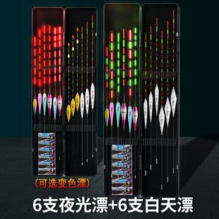 鱼漂夜光浮漂水域套装 日夜加粗醒目两用野钓鲫鱼变色全套