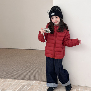 新国标白鸭绒男女童时髦小排骨加厚保暖轻薄90绒连帽儿童羽绒服