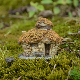 田园乡村老房子摆件模型怀旧桌面创意微景观造景庭院客厅花盆盆栽