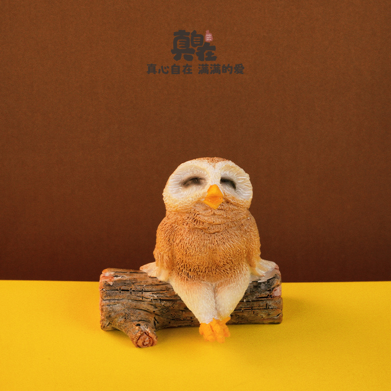 创意可爱猫头鹰网红家居装饰品仿真动物桌面小摆件工艺品树脂个