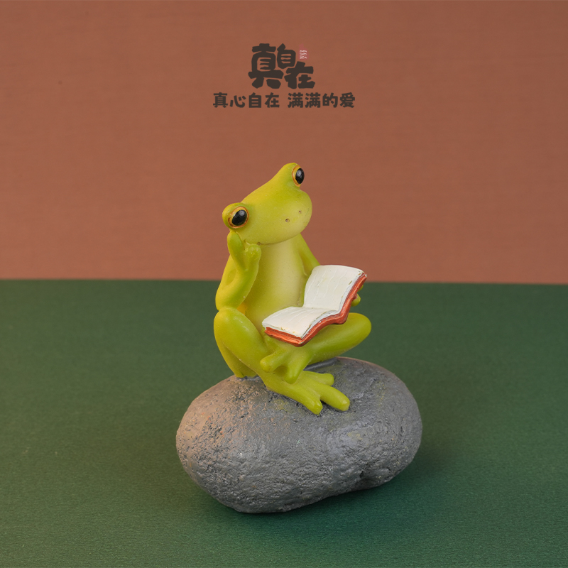 可爱青蛙摆件花盆鱼缸造景装饰品