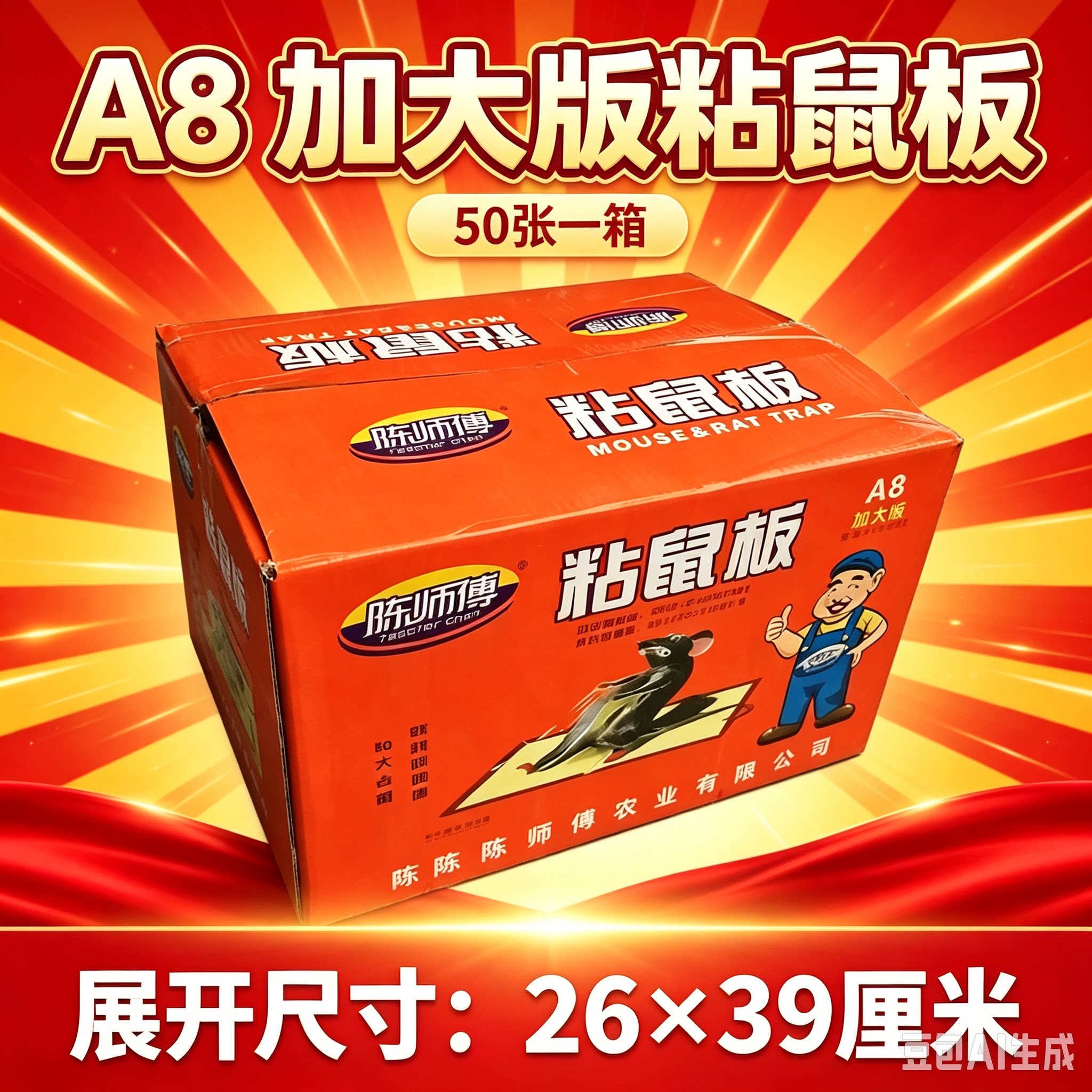 50张陈师傅粘鼠板超强力家用沾灭鼠笼/捕鼠器