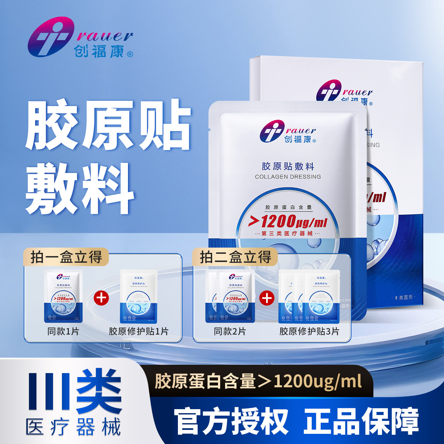 创福康胶原贴敷料1200皮肤过敏医用光子术后修复辅助治疗非面膜