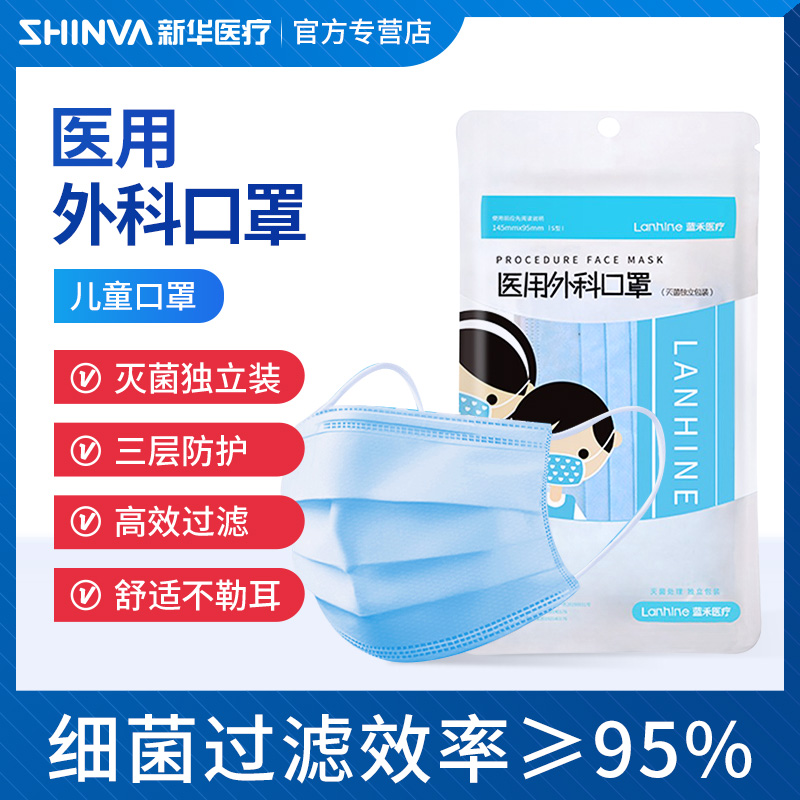 蓝禾医疗医用外科口罩儿童一次性医护三层独立装医生男童女童专用 医疗器械 口罩（器械） 原图主图