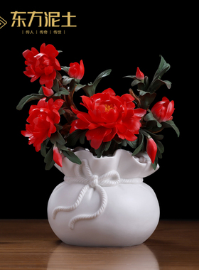 陶瓷代代有钱牡丹瓷花摆件