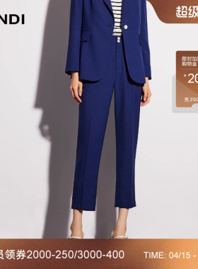 LANDI蓝地藏蓝色高腰修身显瘦通勤直筒西装裤女小个子春新品