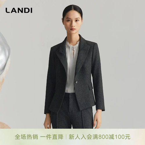 花纱灰收腰显瘦西服外套