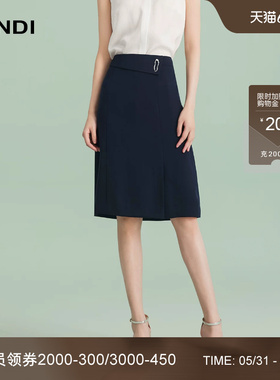 LANDI蓝地藏蓝色职业通勤高腰显瘦半身裙女西装半裙夏新品