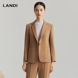 外套女西服秋新品 LANDI卡其色莱赛尔羊毛混纺收腰西装 商场同款