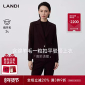 2025冬新品 外套女套装 精工立裁 LANDI深紫红色含羊毛收腰西装