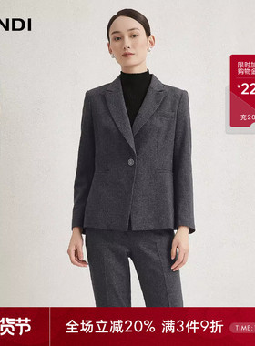 LANDI蓝地深灰色羊毛收腰气质通勤西装外套女西服套装西裤冬新品