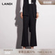 春新品 女显高显瘦长裤 裤 LANDI蓝地静谧黑通勤气质微喇开衩西装