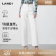 白色棉质百搭高腰直筒牛仔裤 LANDI蓝地经典 女秋新品 建筑感廓形