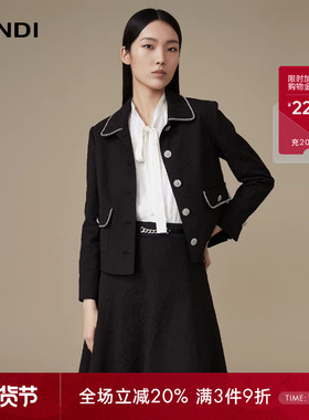 LANDI蓝地黑色气质法式设计感小香风短款外套女高级感上衣秋新品