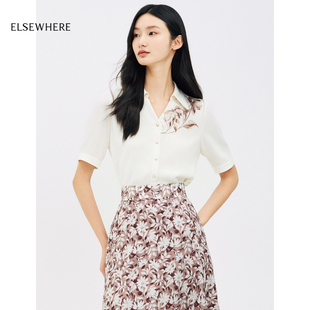 女上衣上衣秋新款 桑蚕丝 ELSEWHERE珂思商场同款 气质衬衫
