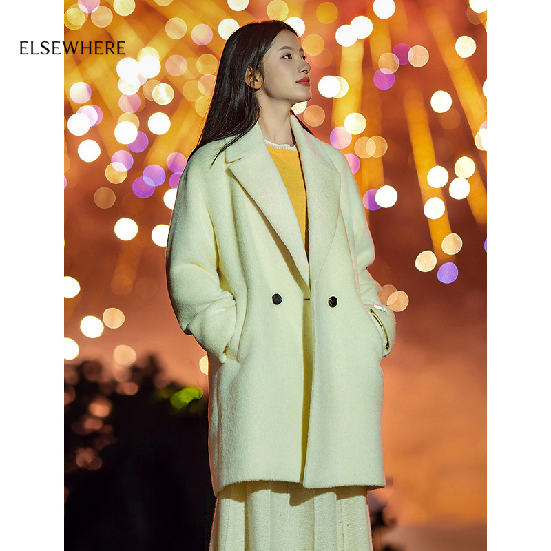 ELSEWHERE珂思羊驼毛毛呢大衣