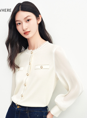 ELSEWHERE珂思【商场同款】香风套头长袖针织衫女上衣秋季新款