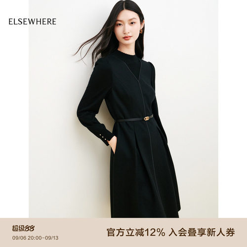 长袖连衣裙配腰带ELSEWHERE珂思
