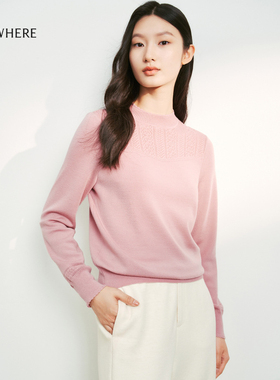 【美丽诺羊毛】ELSEWHERE珂思商场同款长袖羊毛衫女冬季毛衣